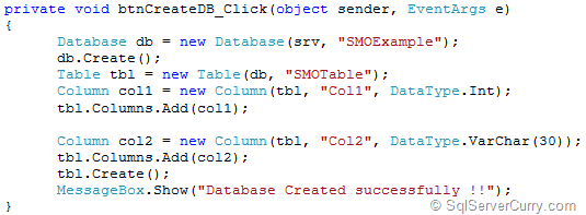 SMO Create Database