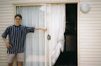 Alex outside our home for 2 nights while visiting the Grampians in Victoria