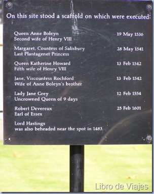 En memoria de los Ejecutados por Enrique VIII en la Torre de Londres