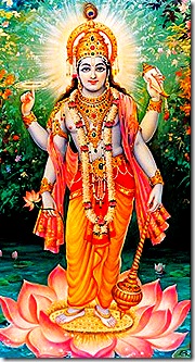 In His form as Lord Vishnu, Krishna passed down the Vedas to Brahma