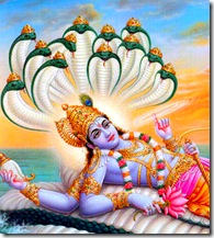 Lord Vishnu lying on Ananta Shesha Naga