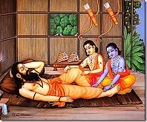 Rama and Lakshmana serving Vishvamitra