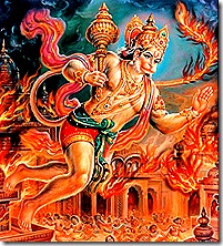 Hanuman laying siege to Lanka