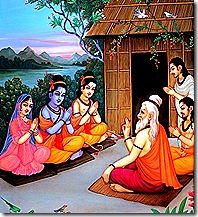 Sita, Rama, and Lakshmana visiting a hermitage