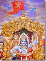 Arjuna and Krishna preparing for battle