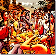 Krishna eating lunch with friends