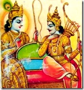 Krishna speaking to Arjuna