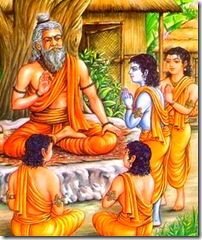 Lord Rama and brothers learning from their guru