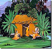 Sita, Rama, and Lakshmana residing in the forest