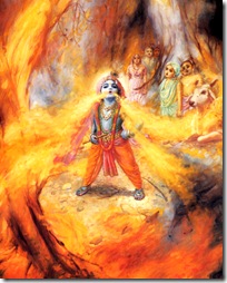 Krishna swallowing a forest fire