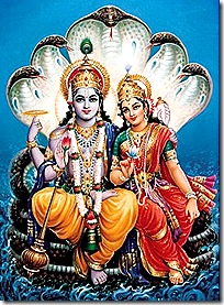 Anantadeva holding Lakshmi and Vishnu
