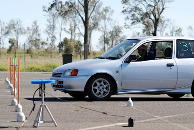 Lining up for a motorkhana test