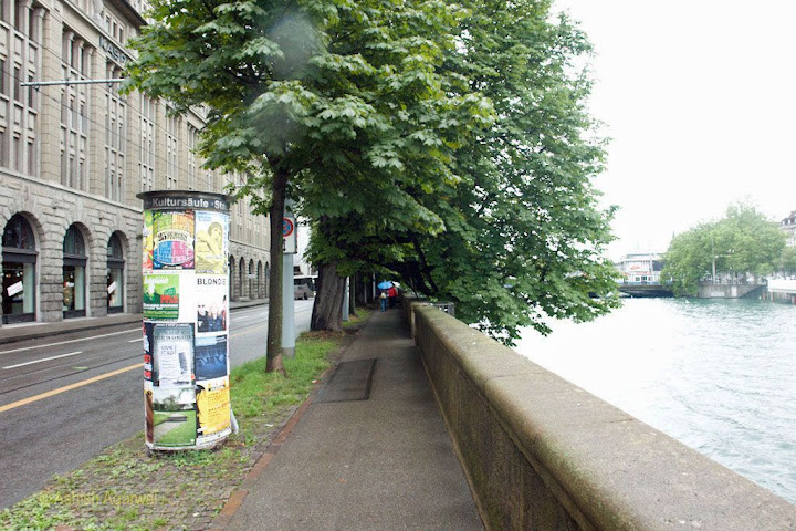 View of one side of the river Limmat in Zurich