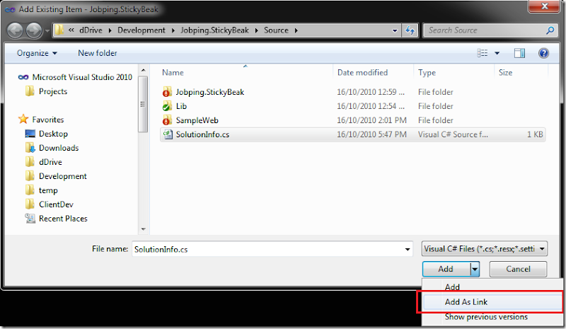 Add SolutionInfo as a link Add SolutionInfo as a link