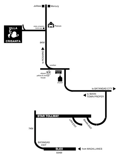 Map to Villa Crisanta, click to enlarge