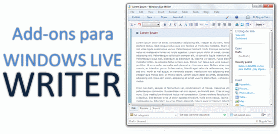 Windows Live Writer: Extensiones
