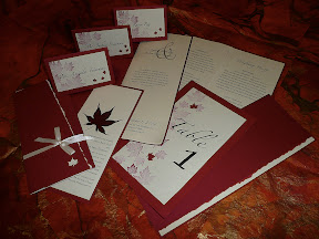 Maple Leaf Suite including invitation, program, place cards, and table card