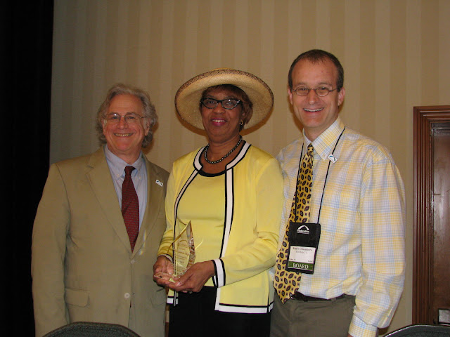 Federation President/CEO Cliff Rosenthal (at left) with former Federation Chairman Eunice J. Rogers and new Chairman Randy Chambers.