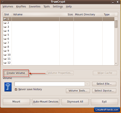 TrueCrypt interface TrueCrypt interface