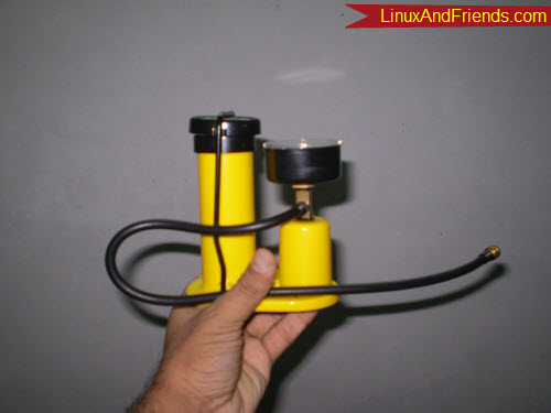 Portable bicycle pump The bicycle pump is so small as to fit in the palm of your hand.