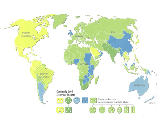 Different types of power plugs used around the world