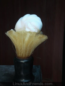 Directly apply shaving foam onto brush