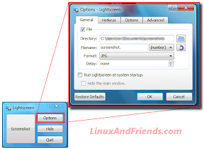 Lightscreen - Screenshot capture tool Lightscreen Interface and options