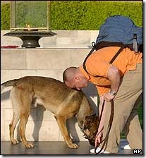 US Secret Service dogs at Raj Ghat during BUSH visit