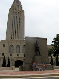 Pagel and Bartlett kids in front of the Nebraska State Capitol