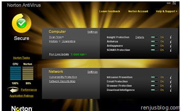 Symantec antivirus 2010 UI