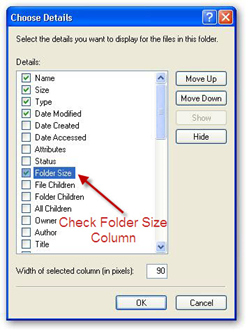 folder size in windows explorer