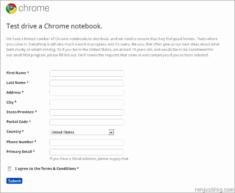 form for free chrome notebook