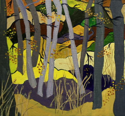 Aspen Trees Abstract by Jean Nelson