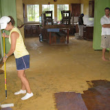 Erika Seals the newly stained floors