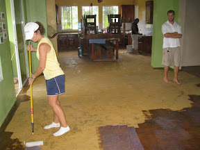 Erika Seals the newly stained floors