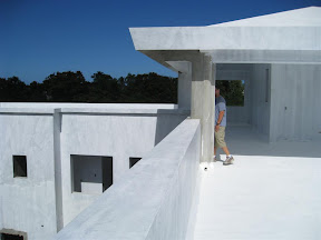 The roof, the roof is not on fire, but is bright. Chris tries to hide in the shade.