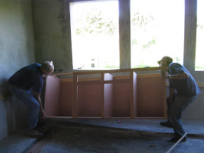 The cabinets start to go in.