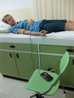 Bonnie and her bag of donated blood. Amazing! Bonnie and her bag of donated blood. Amazing!