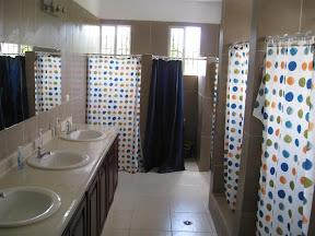 The large bathroom.