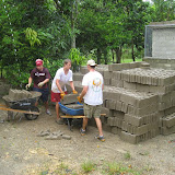 This where the blocks ended up behind the school. Oh yeah, it rained some too.