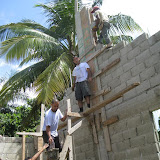 This team got to help pour concrete into the column forms, bucket by bucket.