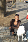 Me & white doggie passing by on a sunny day.
