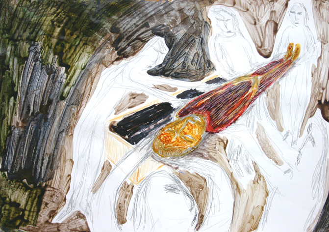 entombment xi, 2006 - from a series after a drawing by rembrandt