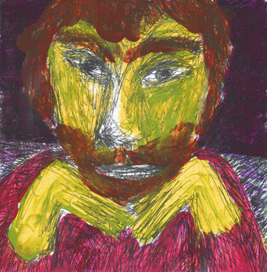 self portrait (2005 ~ 21 x 20 cm ~ mixed technique on paper)