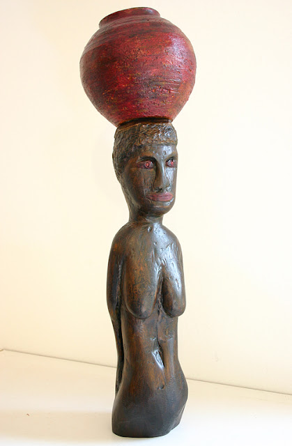 african woman, 2005, hout, kunststof, keramiek, acryl