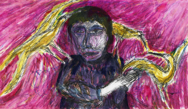 st franciscus (2006 ~ 12 x 25 cm ~ gemengde techniek op papier)