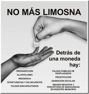 Campaña contra la donación de Limosna.
