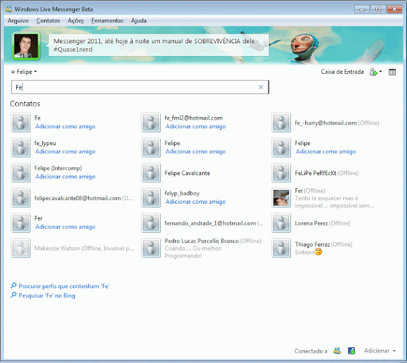 Windows Live Messenger 2011 - Pesquisa Windows Live Messenger 2011 - Pesquisa