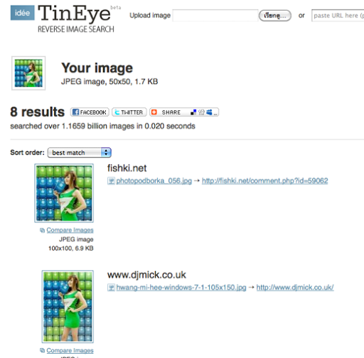 Search results on TinEye.com