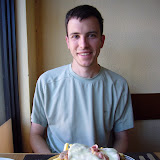 Massive plate of chivito.  Steak topped with ham, cheese and pancetta.  Served with fries, lettuce and tomato.